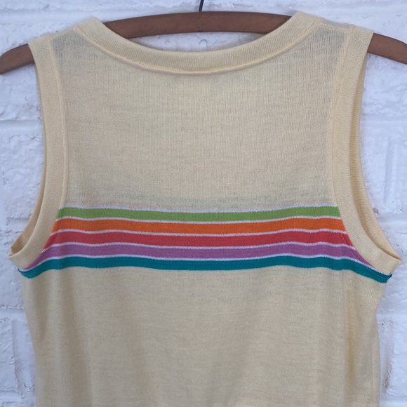 Vintage Aileen Yellow Rainbow Knit Drawstring Tank - Picture 4 of 9